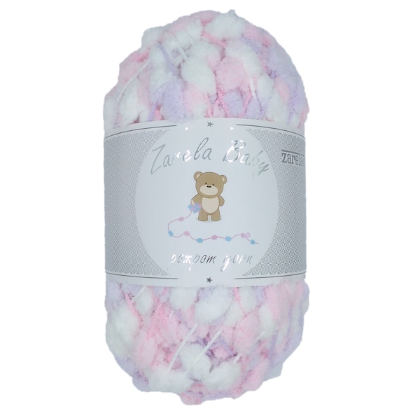 Zarela Baby Pom Pom Yarn 200g - 12 White-Pink-Lilac