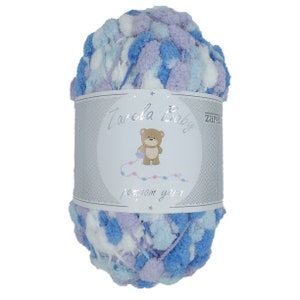 Zarela Baby Pom Pom Yarn 200g - 11 White-Blue-Purple