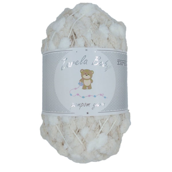 Zarela Baby Pom Pom Fil 200g - 09 Blanc-Beige