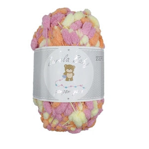 Zarela Baby Pom Pom Yarn 200g - 30 Yellow-Rose-Orange