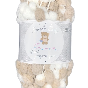Zarela Baby **Jätte** Pom Pom Garn 200g - G09 Vit-Beige
