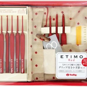 Set di uncinetto Tulip Etimo rosso con impugnatura ammortizzata (TED-001e)