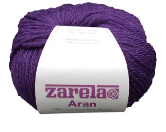 Zarela ARAN *Super Soft* 100% Luxurious Baby Alpaca Yarn Wool - Plum Purple