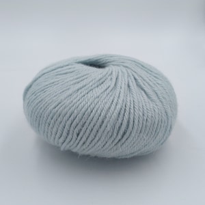 May include: A ball of light blue yarn.