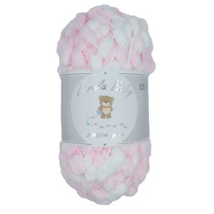Zarela Baby Pom Pom Garn 200g - 06 Weiß-Rosa