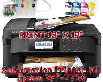 Epson WF-7710 Sublimation Printer Bundle with CISS Kit, Sublimation Ink & Paper