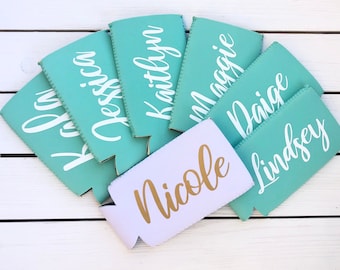 Custom Text Slim Can Cooler- Personalized Can Hugger- Personalized Slim Can- Bachlorette Party- Bridal Party Skinny Drink Sleeve