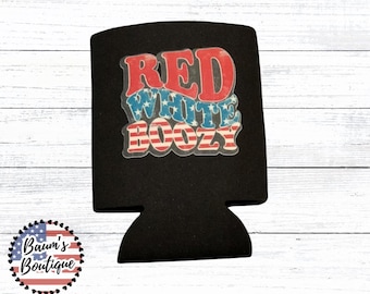 Red White and Boozy 4th of July  Can Cooler, 4th of July can cooler, 4th of July, American Theme Can Cozy, Pool Party Favor, Patriotic cozy