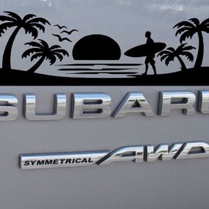 7&quot; Beach Surfer Decal, Sunset Car Emblem Graphic, Sticker for Trunk Rear, Crosstrek Decal, Longboard Car decal, Adventure Car Stickers