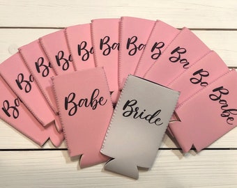Bridal Party Slim Can Coolers- Custom Skinny Can Wedding Slim Can Drink Sleeves- Bridal Shower Bachelorette Can Cooler