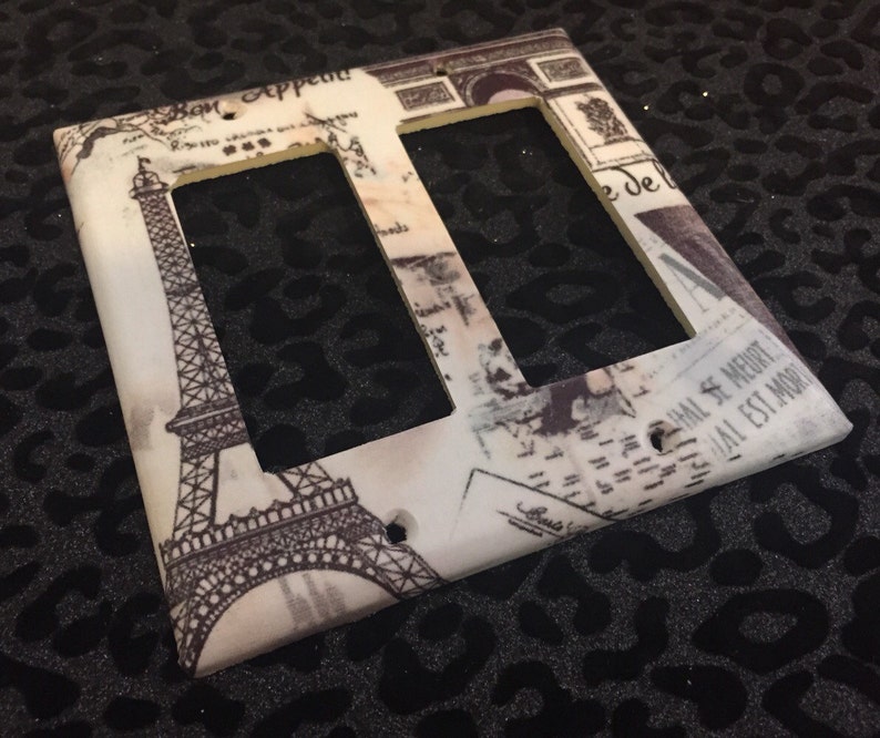 Eiffel Tower Paris Themed Custom Light Switch Plate Cover Home Decor Choose Cover Type image 3