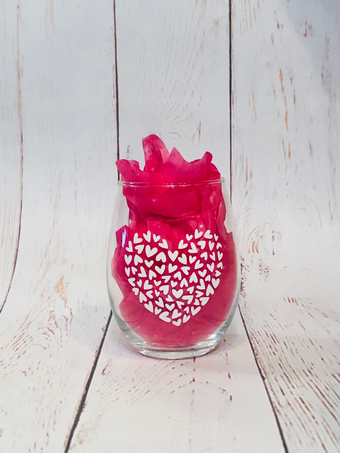 Valentines Day Wine Glass Heart Stemless Wine Glass Heart Wine Glass