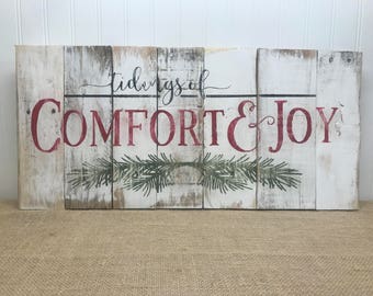 comfort joy rustic pallet wall art christmas pallet sign rustic holiday decor rustic holiday sign christmas decor - Christmas Pallet Signs comfort joy rustic pallet wall art christmas pallet sign rustic holiday decor rustic holiday sign christmas decor - Christmas Pallet Signs