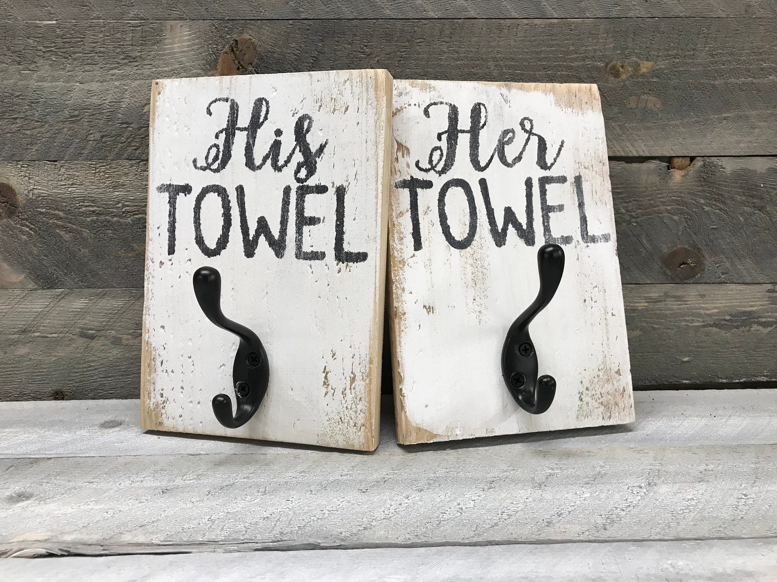 His and Hers Towel Hooks Rustic Pallet Wall Art Wood Wall Etsy