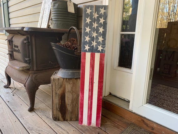 Wooden American Flag Sign Front Door Signs Patriotic Signs Etsy