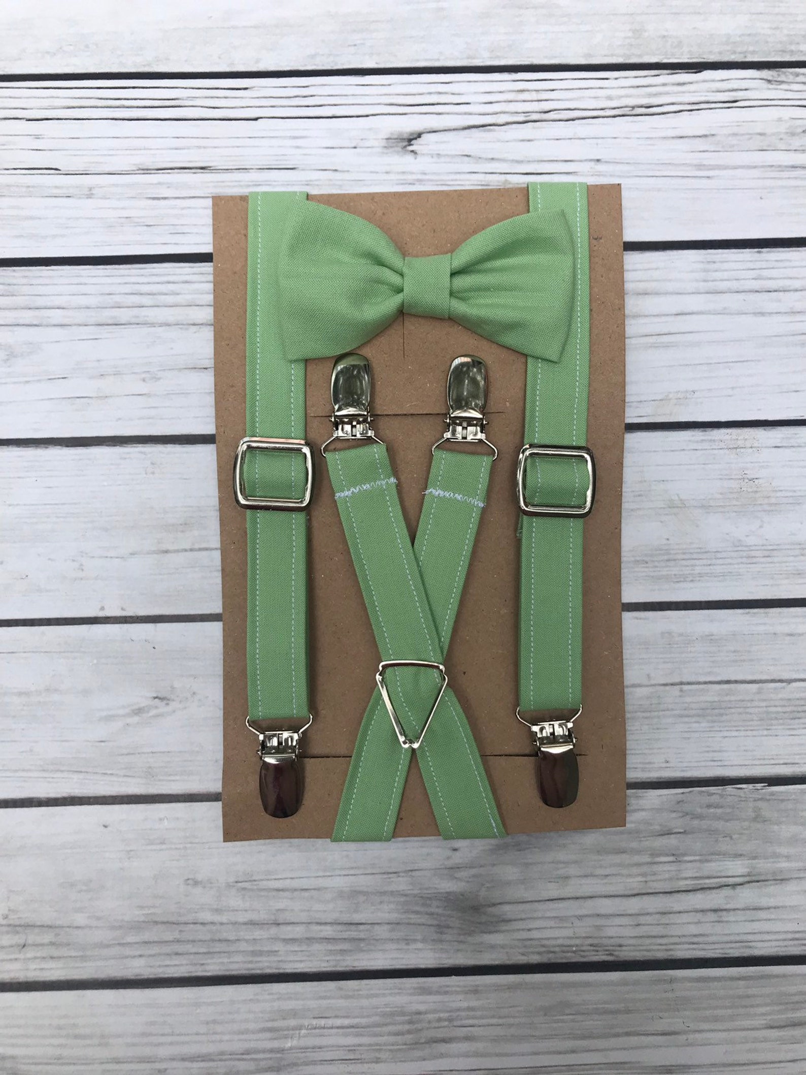 Sage Green Bow Tie Suspenders OR the Set PAY ATTENTION Etsy