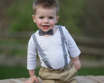 Light Gray Bow Tie Suspenders OR the Set PAY ATTENTION - Etsy