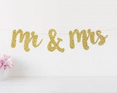 Mr & Mrs Banner, Mr and Mrs Glitter Banner, Sweetheart Table Sign, Wedding Chair Signs, Wedding Day Banner, Wedding Photo Prop