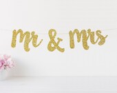 Mr & Mrs Banner, Mr and Mrs Glitter Banner, Sweetheart Table Sign, Wedding Chair Signs, Wedding Day Banner, Wedding Photo Prop