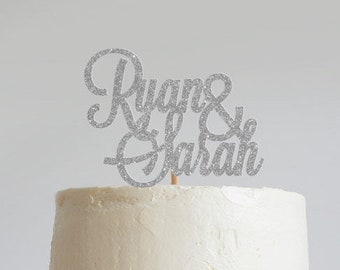 Wedding cake topper, custom name cake topper, ampersand cake topper, engagement cake topper, bridal shower cake topper,