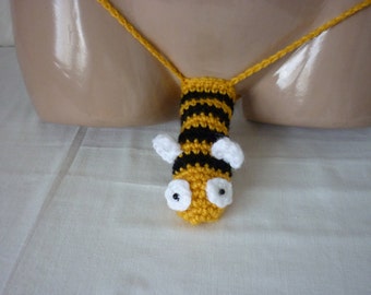 Tanga de abeja de ganchillo, ropa interior divertida de acrílico hecha a mano