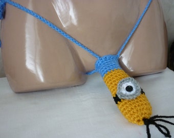 Crochet Men's Minion Thong, Handmade Acrylic Underwear