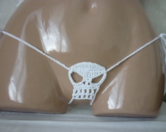 Skull Thong, erotic lingerie, skull crochet, g-string crochet, Crochet Bikini, g-string erotic, sexy thong, skull sexy g-string