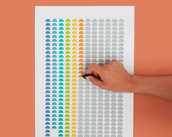 Goal Tracking Calendar Wall Art - Rainbow Scratch Off Print