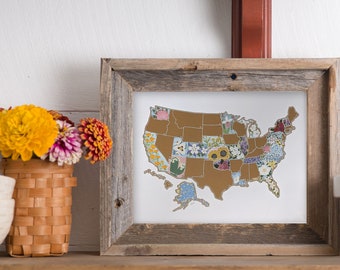Desk Size Scratch Your Travels State Flowers USA Map | Small Scratch Off Map | Travel United States Gift |  Present Birthday