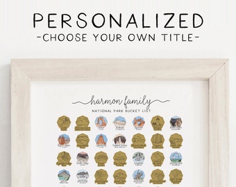 Personalized National Parks Scratch Off Poster: US Travel Bucket List