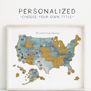 63 Parcs, carte personnalisée des États-Unis | Impression à gratter | États-Unis | Mariage | Vacances en camping-car, voyage en famille, cadeau