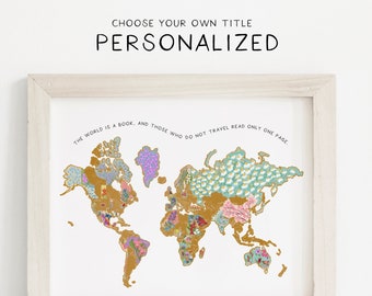 Personalized Scratch Your Travels® National Flowers World Map with US, Canada, Australia & UK Detail