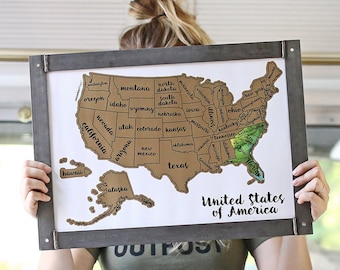 Scratch Your Travels Watercolor USA Map | Scratch Off Map | Travel United States Map Gift  Present Birthday Holiday