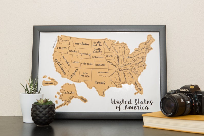 Scratch Your Travels Watercolor USA Map Scratch Off Map Travel United States Map Gift Present Birthday Holiday image 5