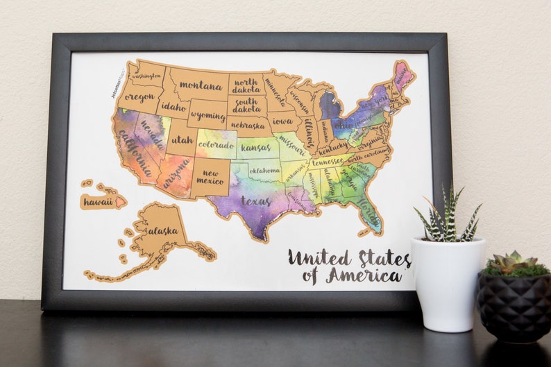 Scratch Your Travels Watercolor USA Map Scratch off Map Etsy UK