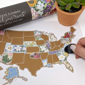 Scratch Your Travels State Flowers USA Map Scratch Off Map Travel United States Map Gift Present Birthday image 8