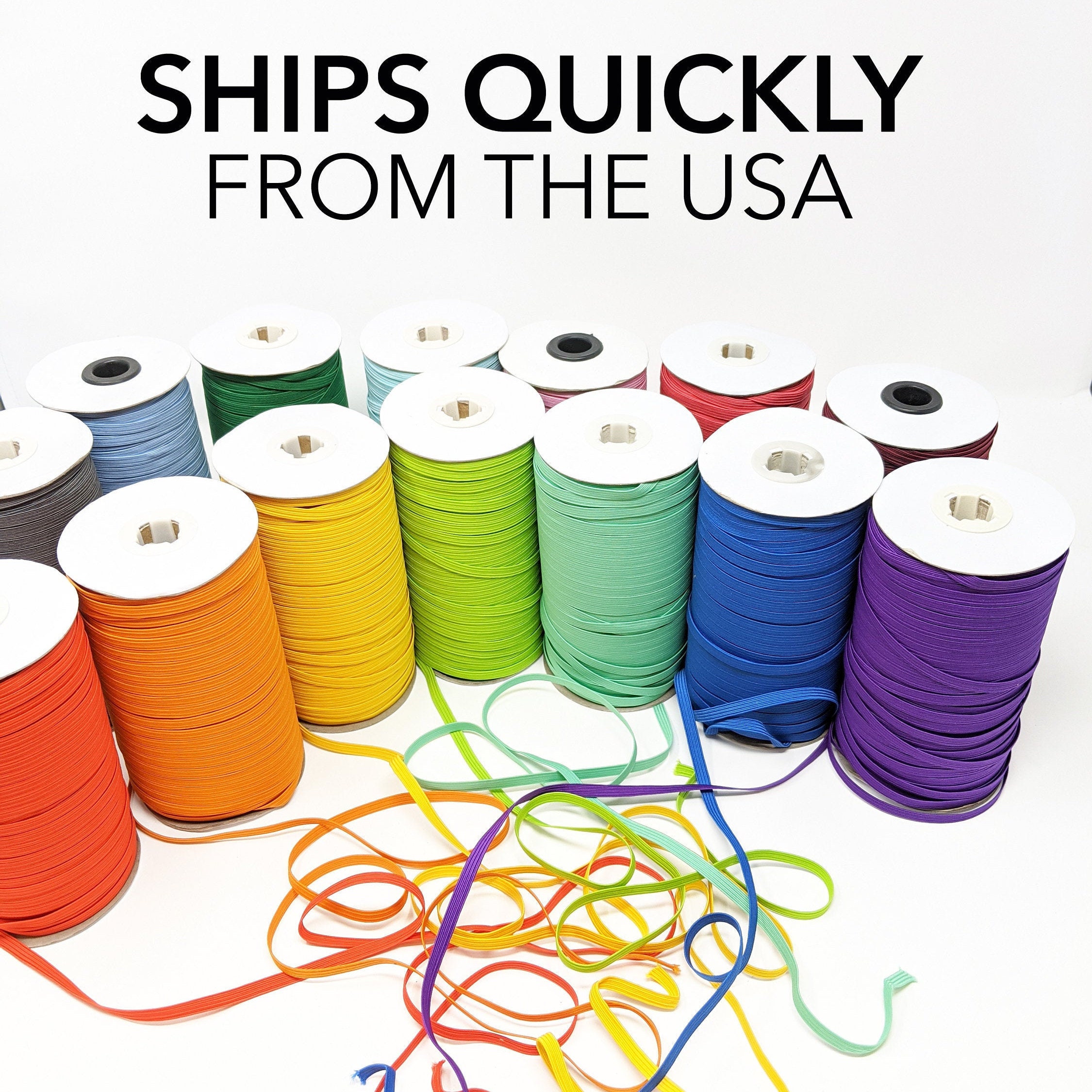 Quick Shipping - Elastic - Mask Making - Red Yellow Orange Green Blue…