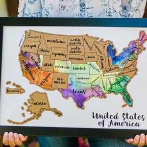 Scratch Your Travels Watercolor USA Map Scratch Off Map Travel United States Map Gift Present Birthday Holiday image 8