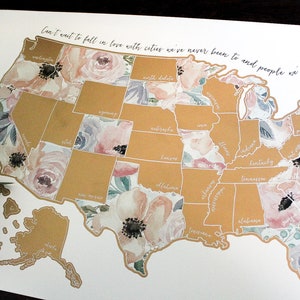 Personalized Romantic Floral USA Scratch Travel Map Scratch Off Map Travel United States Map Travel Gift Present image 9