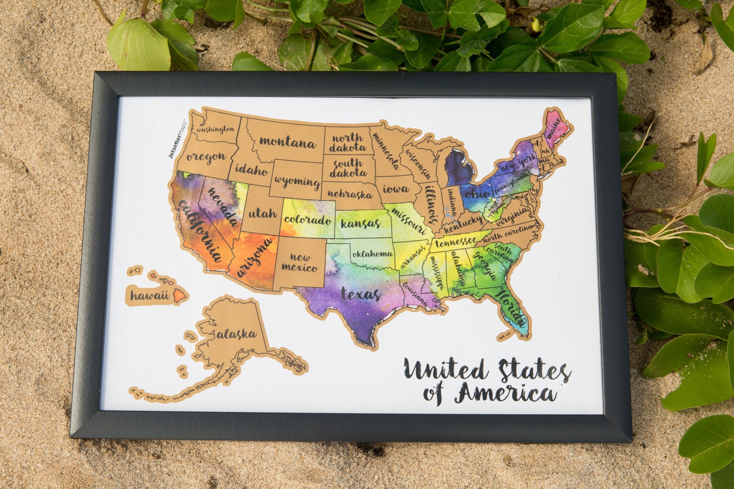 Scratch Your Travels Aquarelle Usa Carte | Scratch Off Map Voyage États-Unis Cadeau Anniversaire Vac