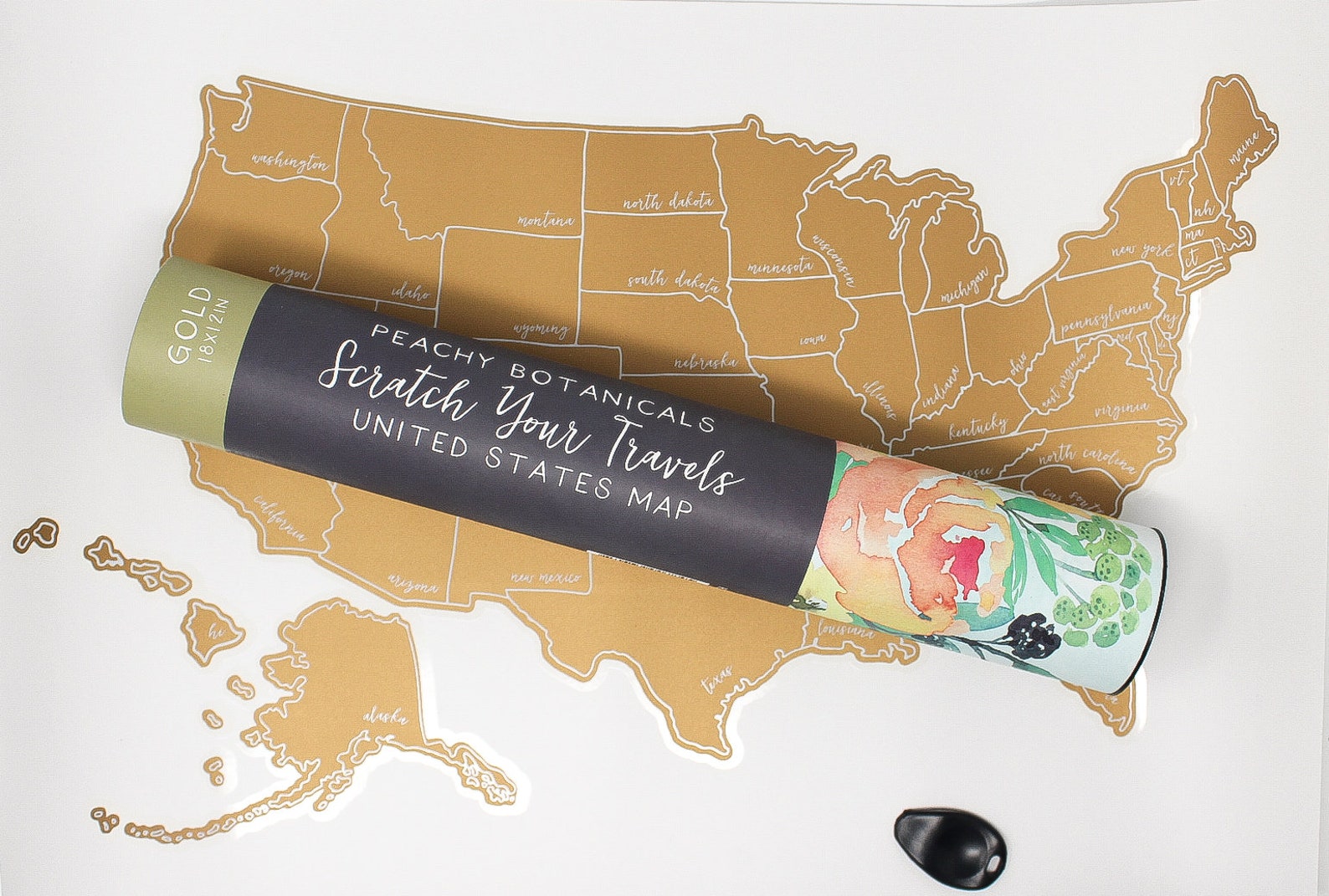 Scratch Your Travels Floral USA Map Scratch off Map United Etsy
