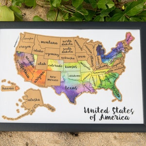 Scratch Your Travels Watercolor USA Map Scratch Off Map Travel United States Map Gift Christmas Present Birthday Holiday image 4