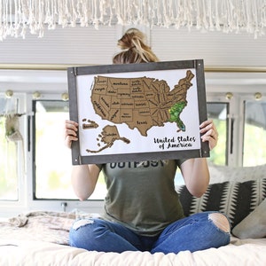 Scratch Your Travels Watercolor USA Map Scratch Off Map Travel United States Map Gift Present Birthday Holiday image 7