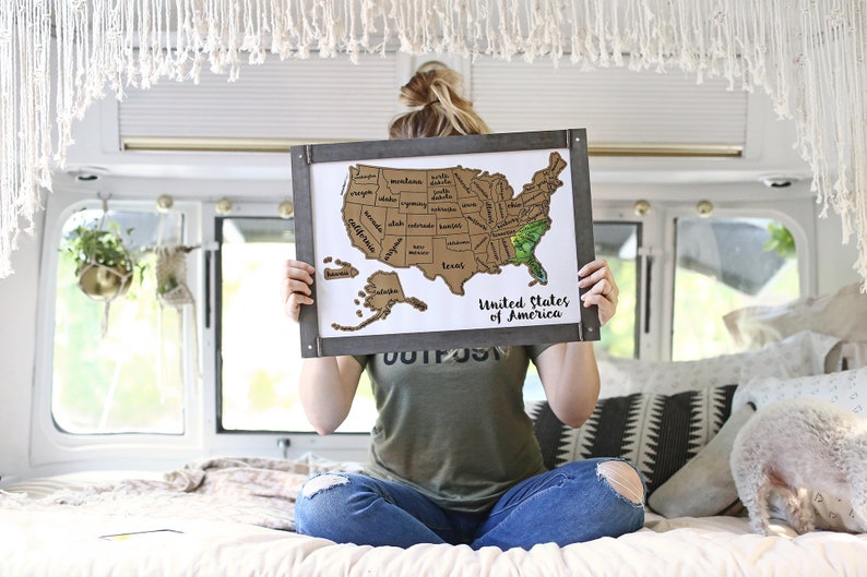 Scratch Your Travels Watercolor USA Map Scratch Off Map Travel United States Map Gift Present Birthday Holiday image 7