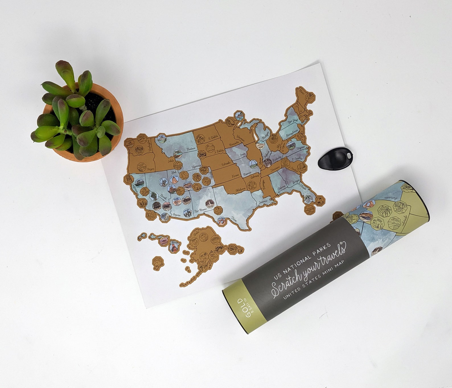 Small National Parks Scratch Your Travels USA Map Small Etsy