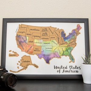 Scratch Your Travels Watercolor USA Map Scratch Off Map Travel United States Map Gift Christmas Present Birthday Holiday image 7