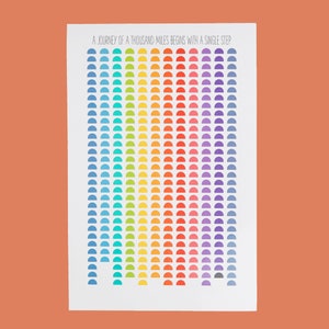 Goal Tracking Calendar Wall Art - Rainbow Scratch Off Print