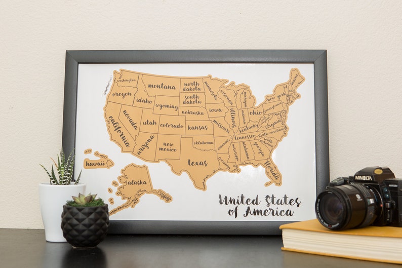 Scratch Your Travels Watercolor USA Map Scratch Off Map Travel United States Map Gift Christmas Present Birthday Holiday image 6