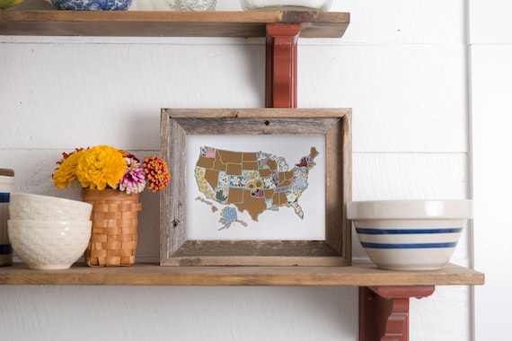 Scratch Your Travels USA Map: State Flowers Desk Size Gift