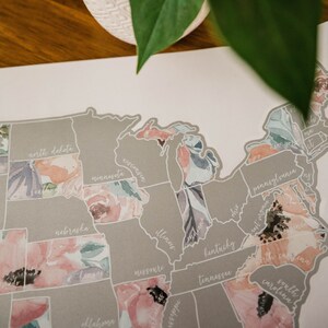 Personalized Romantic Floral USA Scratch Travel Map Scratch Off Map Travel United States Map Travel Gift Present image 6